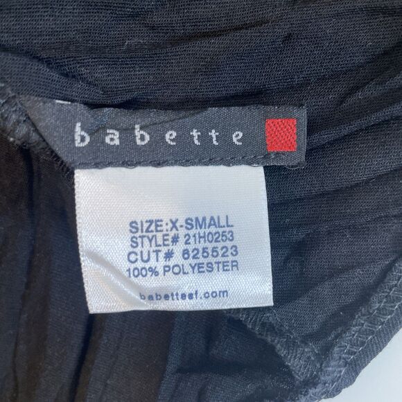 Vintage Babette Size XS Pleated 3/4 Sleeve Midi Dress Black Extra Small Y2K LBD - Picture 6 of 10